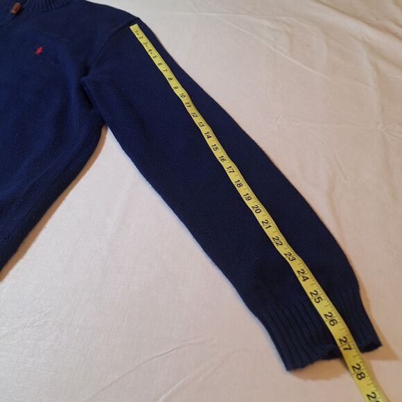 Polo Ralph Lauren Vintage Cobalt Blue Knit Quarter Zip Sweater Ivy Prep Size XL - Picture 5 of 9